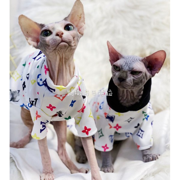 ブランド Louis Vuitton 猫ウェア Tシャツ 半袖シャツ 激安 パーカー 春秋 ルイヴィトン ペット用品 人気モノグラム 贅沢 子犬の服 通気性ウェア 無毛猫 スフィンクスの服 冷房対策 保護 肌に優しい S~XL