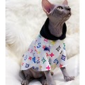 ブランド Louis Vuitton 猫ウェア Tシャツ 半袖シャツ 激安 パーカー 春秋 ルイヴィトン ペット用品 人気モノグラム 贅沢 子犬の服 通気性ウェア 無毛猫 スフィンクスの服 冷房対策 保護 肌に優しい S~XL