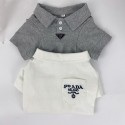 プラダ ペット服 ペット コットンポロシャツ Prada 犬のシャツ トレーナー ワンちゃん用 刺繍ロゴ 前ポケット 犬の洋服 テディ犬服 春秋適用 シンプル カジュアル  中小型ペット服 XS~2XL