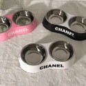 ハイブランド シャネル 犬 猫 ペット用 フードボウル CHANEL ペット用 両用ボウル 早食い防止 こぼれ防止 餌皿 エサ入れ 水飲み 給水 ステンレス製食器  洗い安い ドッグフード キャットフードボウル 耐久性 耐腐食性 3カラー