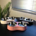 ハイブランド シャネル 犬 猫 ペット用 フードボウル CHANEL ペット用 両用ボウル 早食い防止 こぼれ防止 餌皿 エサ入れ 水飲み 給水 ステンレス製食器  洗い安い ドッグフード キャットフードボウル 耐久性 耐腐食性 3カラー