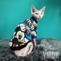 ブランド ディズニー ペット 猫の服 無毛猫スフィンクス用パーカー コットン製 着心地よい Disney 猫 Tシャツ  デボンレックス 暖かい ペット洋服 猫の服 かわいい ドナルドダック柄 ミッキマウス柄 両足 猫服 中小型猫 激安 かわいい