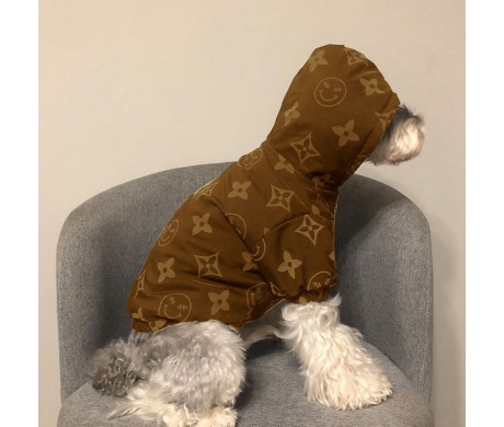 ルイヴィトン犬服 ペット冬物プラダパロディ 暖かい フェンディチェスターコート 女の子