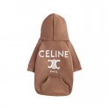 Celine ブランド ペット服 犬服 パーカー わんちゃんのスウェットシャツ セリーヌ 猫パーカー 厚い 秋冬パーカー 帽子付き 柔らかい 暖かい かわいい プルオーバー 防寒コート 中小型ペット洋服 ファッション 凱旋門ロゴ