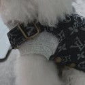 ルイヴィトン ペット デニム服 オーバーオール オシャレモノグラム柄 LV ブランド 犬用スカート 可愛い プードル 犬 ねこ服 通気性抜群 小型犬 超小型犬 子犬 ワンピース 愛犬愛猫グッズ ファッション 高品質 お出かけ着 春秋ウェア XS~XL