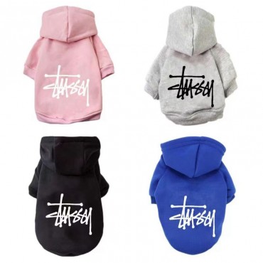 個性 ブランド STUSSY 犬服 ペット用 犬猫用パーカー かわいい ステューシー 犬猫スウェット 大き目プリントロゴ おしゃれ ペット服 裏起毛 暖かい 厚手トレーナー 韓国 通販 コート 半袖 小中大ペット対応 激安