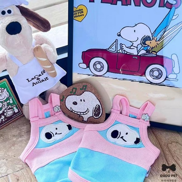 ブランド SNOOPY ペット服 ドッグ洋服 無袖シャツ 春夏 スヌーピー犬用タンクトップ 犬服 ベスト 猫の服 かわいい キラキラ 子犬服 清新カラー 脱毛保護 ファッション 日焼け止め 中小型ペット XS~3XL