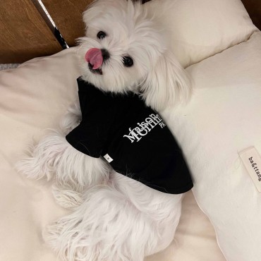 ブランド メゾン マルジェラ Maison Margiela ペット服 犬用tシャツ 春夏ウェア 半袖シャツ 猫の服 トップス 上着 ペット洋服 ブラック かわいい 綿 日焼け止め 肌に優しい 通気性 xs~2xl