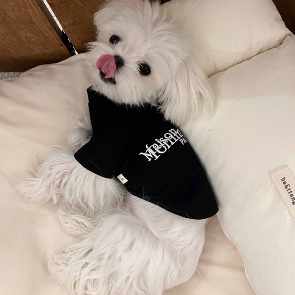 ブランド メゾン マルジェラ Maison Margiela ペット服 犬用tシャツ 春夏ウェア 半袖シャツ 猫の服 トップス 上着 ペット洋服 ブラック かわいい 綿 日焼け止め 肌に優しい 通気性 xs~2xl