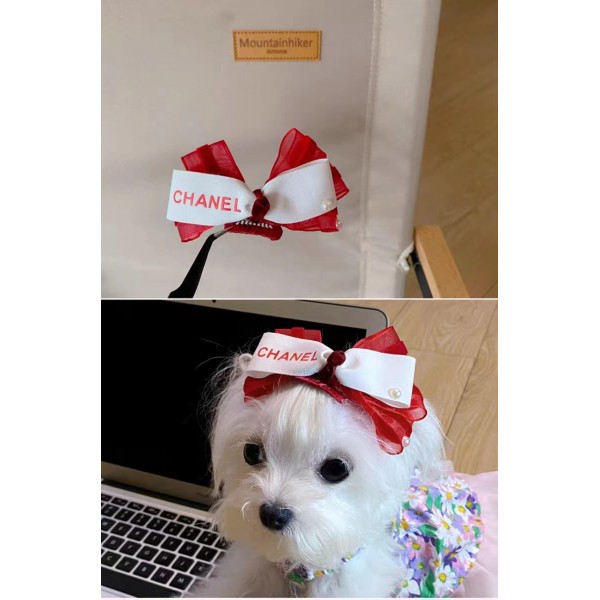 シャネル ブランド ペット用品 頭飾り chanel  犬 ヘアアクセサリー 犬用リボン ヘアピン 犬のバレッタ ペット用 蝶結びヘアグリップ 髪飾り 髪留め 犬猫 小動物 ペット髪飾り 犬グッズ かわいい お姫様 