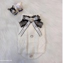 シャネル CHANEL ペット服 猫の洋服 ニットセーター 暖かい ドッグ 秋冬ウェア ブランド 薄い 犬用Tシャツ かわいい 犬 猫 春夏tシャツ ホワイト 蝶結び付き お姫様風 猫ウェア 着心地よい 通気性 動き着やすい 小型ペット服 XS~XL