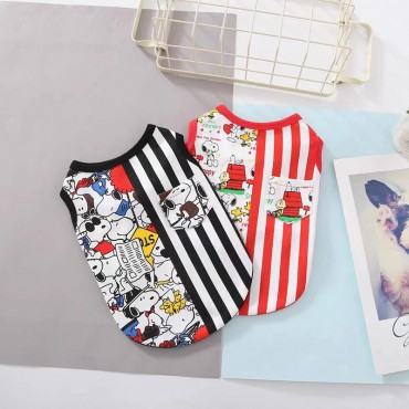 ハイブランド ペット服 スヌーピー 犬の服 タンクトップ 無袖Tシャツ Snoopy かわいい 犬 洋服 ノースリーブシャツ 面白い 漫画柄 ファッション 小型犬服 コットン 通気性 中小型ペット用ベスト 涼しい XS~XXL