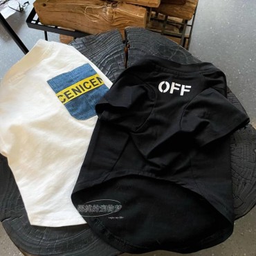 ブランド OFF-WHITE ペット服 犬服 tシャツ 猫ウェア 春夏 オフホワイト 犬の服 小型犬 かわいい 薄いTシャツ 流行り ペット洋服 犬洋服 ファッション 黒白シャツ コットン 肌に優しい 脱毛保護 おしゃれ 