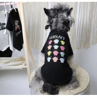 ブランド Versace 犬服 春夏 ｔシャツ ヴェルサーチ ドッグ 丸首 半袖 ペット服 シンプル 可愛い ドッグウェア 犬猫用 通気性 お散歩お出かけ服 コスチューム S~2XL 高品質 オシャレ