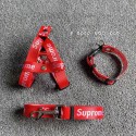 シュプリーム SUPREME ドッグ 犬の用品 首輪と牽引リード ペット小中大型ペット用くびわ  犬用レザーリード 耐久性 定番モノグラム 高級感溢れ 猫 首輪 おしゃれなモダン リード セット かわいい首飾り ネコ用くびわ  ペットへのギフト