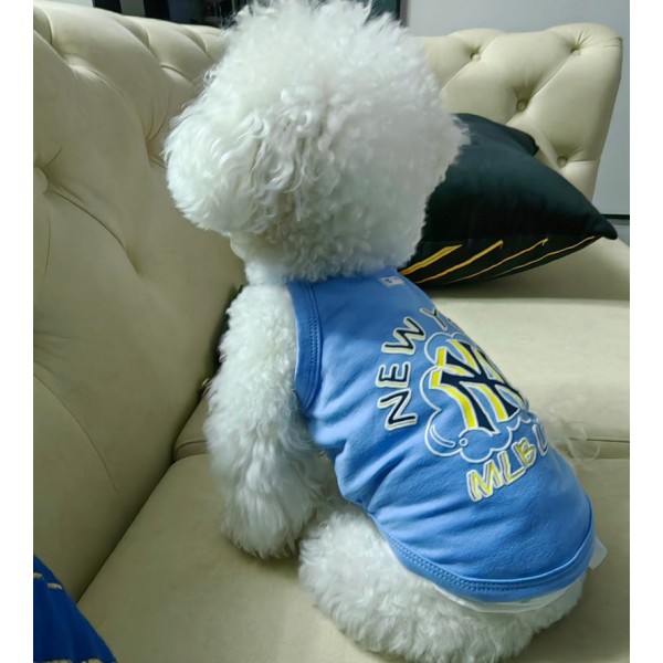 MLB ブランド 犬服 ベスト ペット服 猫ウェア NYC ロゴ入れ かわいい 犬のベスト 快適 柔らかい 流行り 綿シャツ 袖なし 夏の服 明る S - 3XL