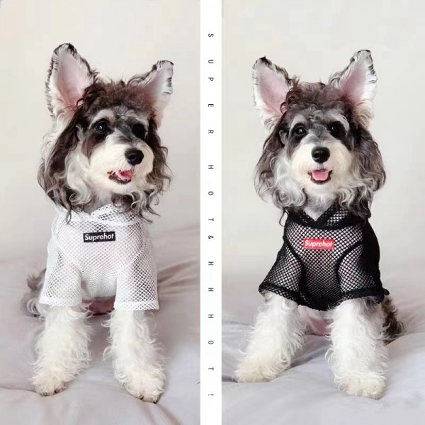 SUPREME シュプリーム ブランド ペット服 シャツ犬服  フード付き ブランド 日焼け保護 犬用ジャケット 春夏秋 中小型犬  可愛い 女の子 ペット服 犬洋服 猫服 ワンちゃん