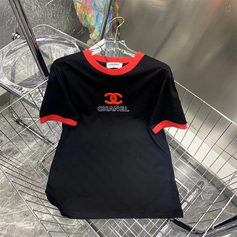 Chanel 半袖Tシャツ レディース シャネル tシャツ 刺繍ロゴTシャツ 