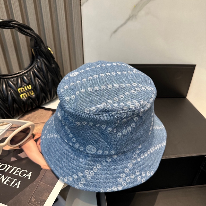 Chanel シャネルブランドバケットハット デニム プリント柄帽子