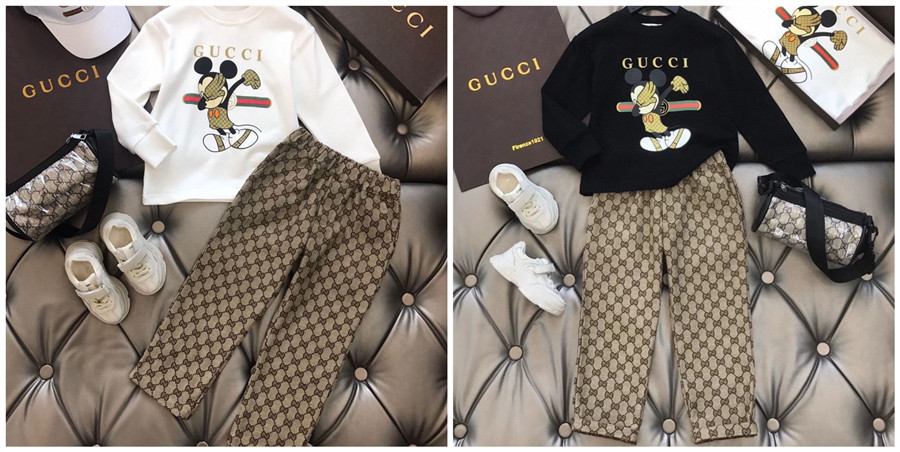 グッチ 子供服 2点セット パーカー パンツ 潮流 裏起毛 秋冬