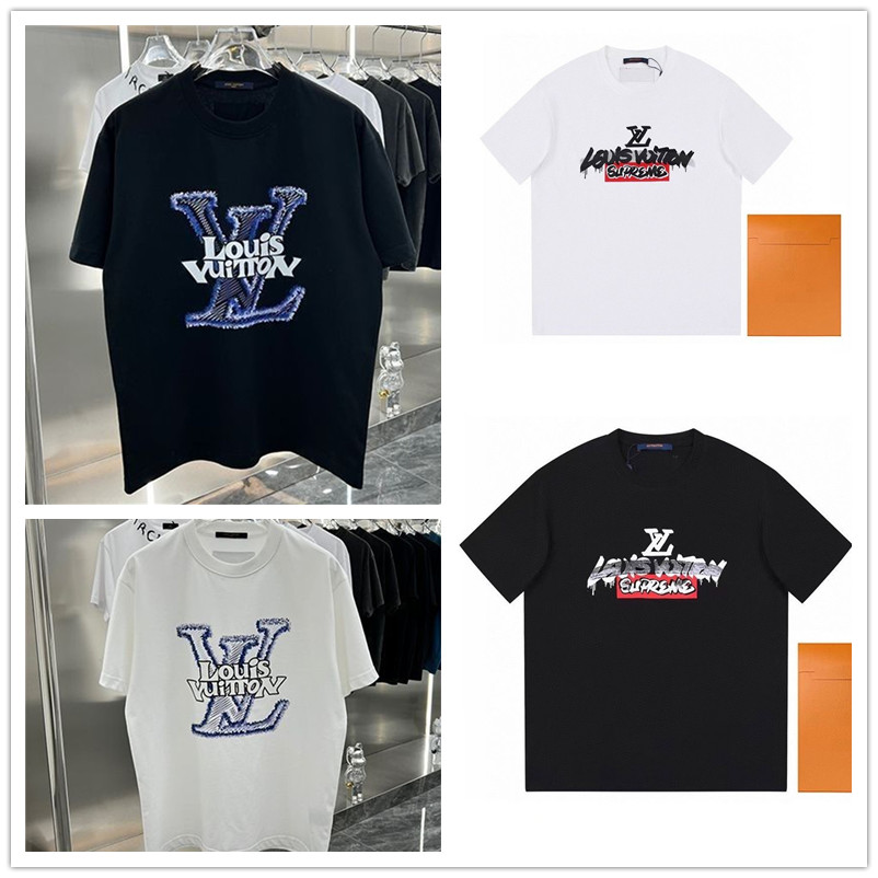 LV ルイヴィトン Tシャツ ブランド 黒白 丸首 おしゃれ モノグラム 夏 レディース