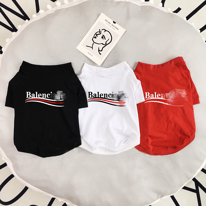 Balenciaga犬服 Tシャツ ブランドバレンシア 犬洋服 ドッグウェア ペット服ロゴtシャツ T シャツ 半袖 猫服