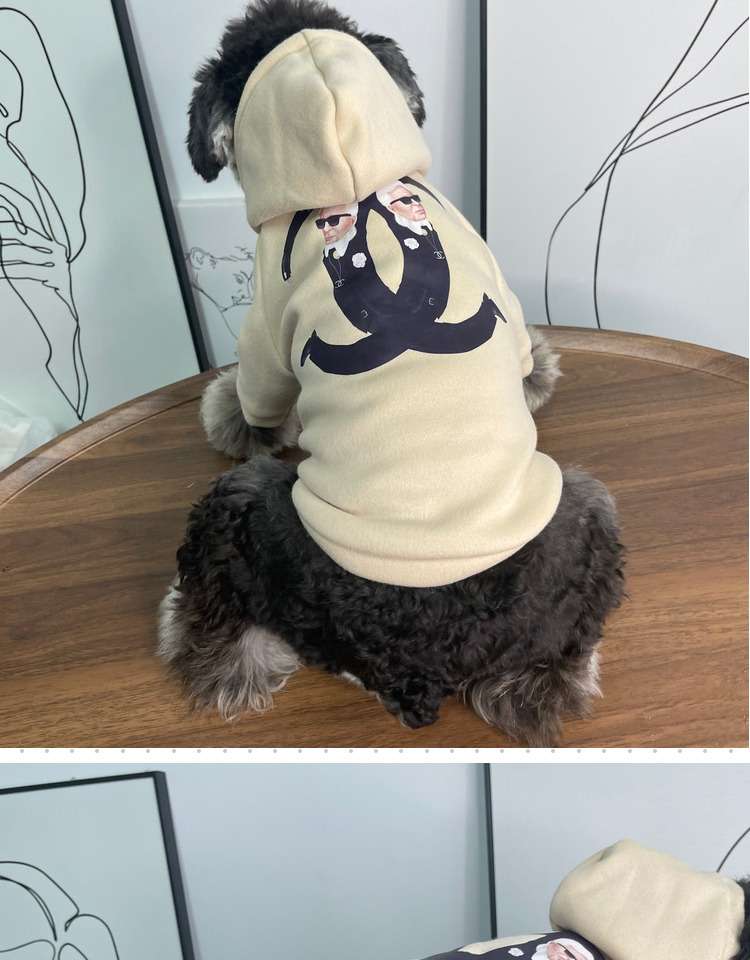  chanel 犬スウェットシャツ フード付き 暖かい ドッグ長袖