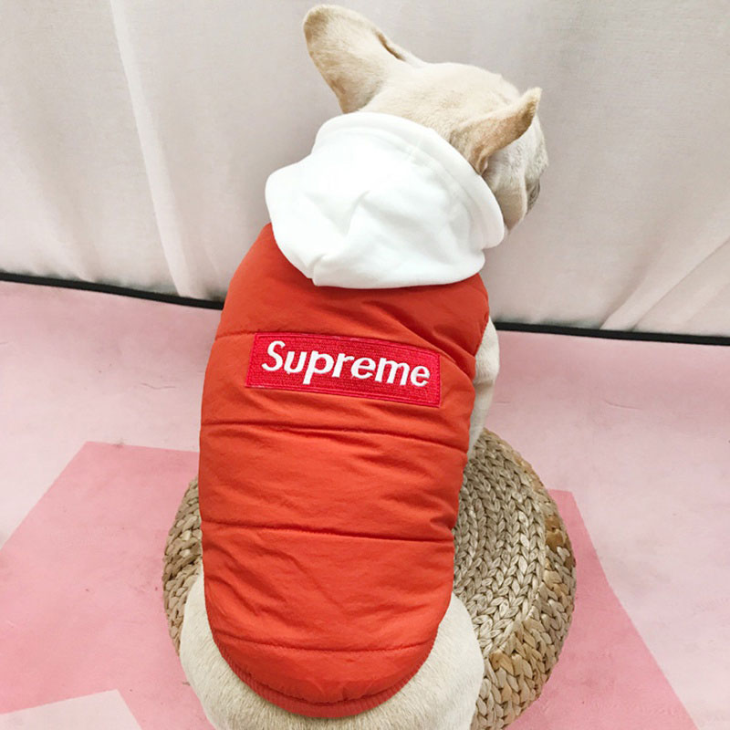 Supremeドッグ 猫 綿コート 暖か フード付き 保温ジャケット