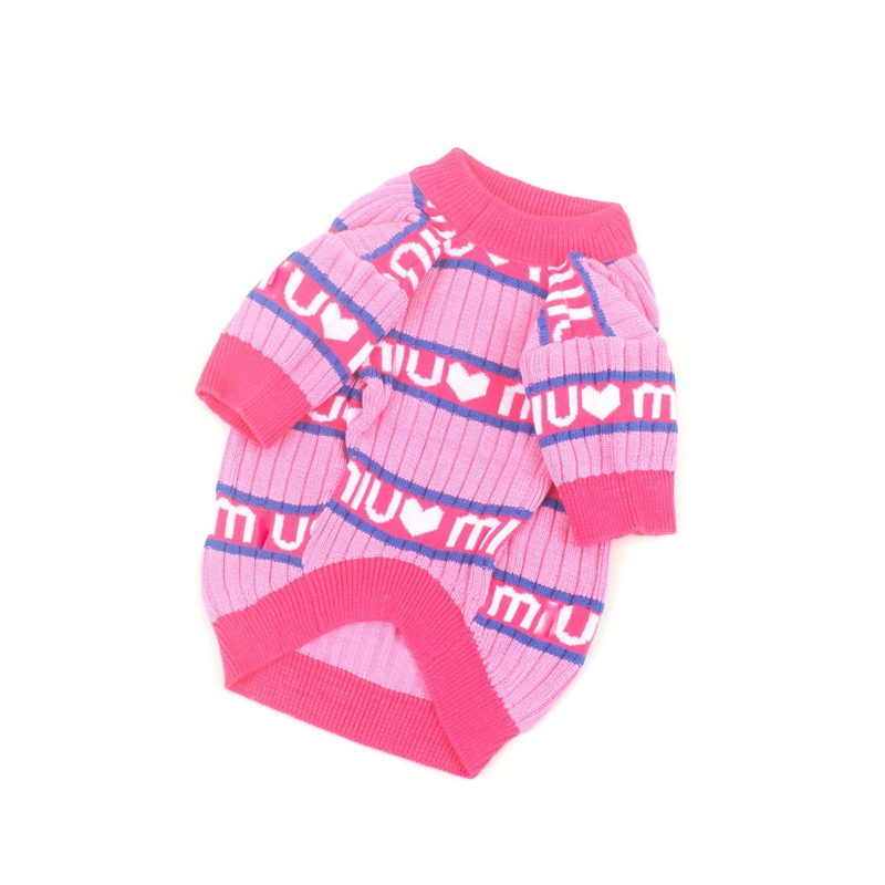 ブランドミュウミュウ ペット 犬服 セーター ピンクかわいい