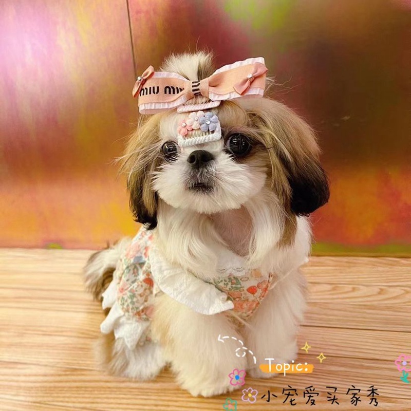 MiuMiu 犬用品 ヘアピン ドッグバレット 髪飾り キュート ピンク