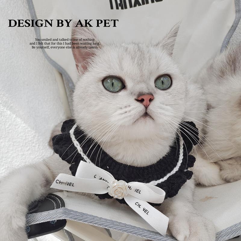 CHANEL 猫グッズ 犬の首輪 編みもの 高品質 蝶結び付き