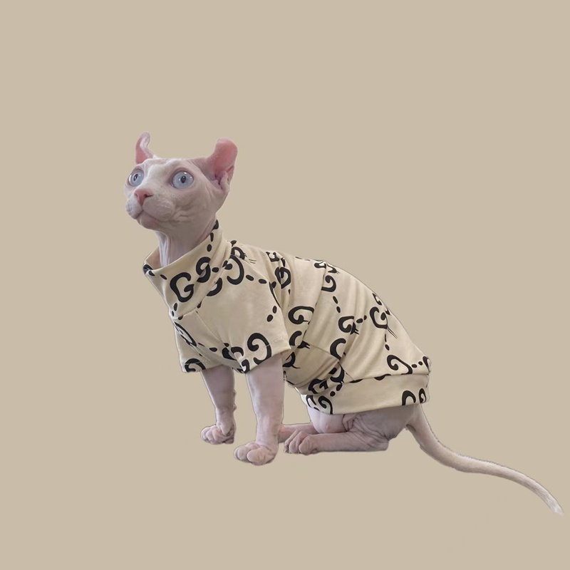  ggブランドTシャツ 猫の服 春夏の子犬ウェア 派手な無毛猫衣装
