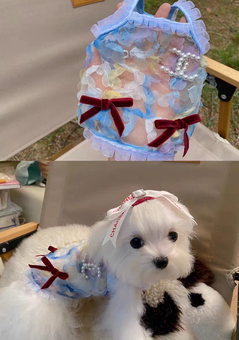 Chanel 犬 服 ワンピース 吊りドレス 春夏