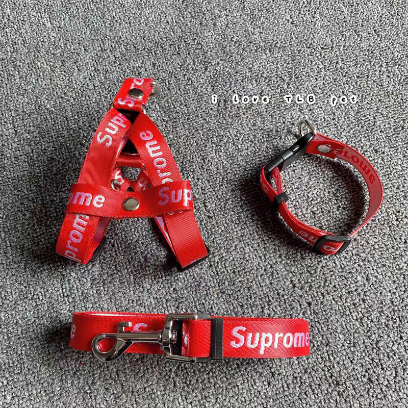 シュプリーム SUPREME ドッグ 犬の用品 首輪と牽引リード ペット小中大型ペット用くびわ  犬用レザーリード 耐久性 定番モノグラムおしゃれ